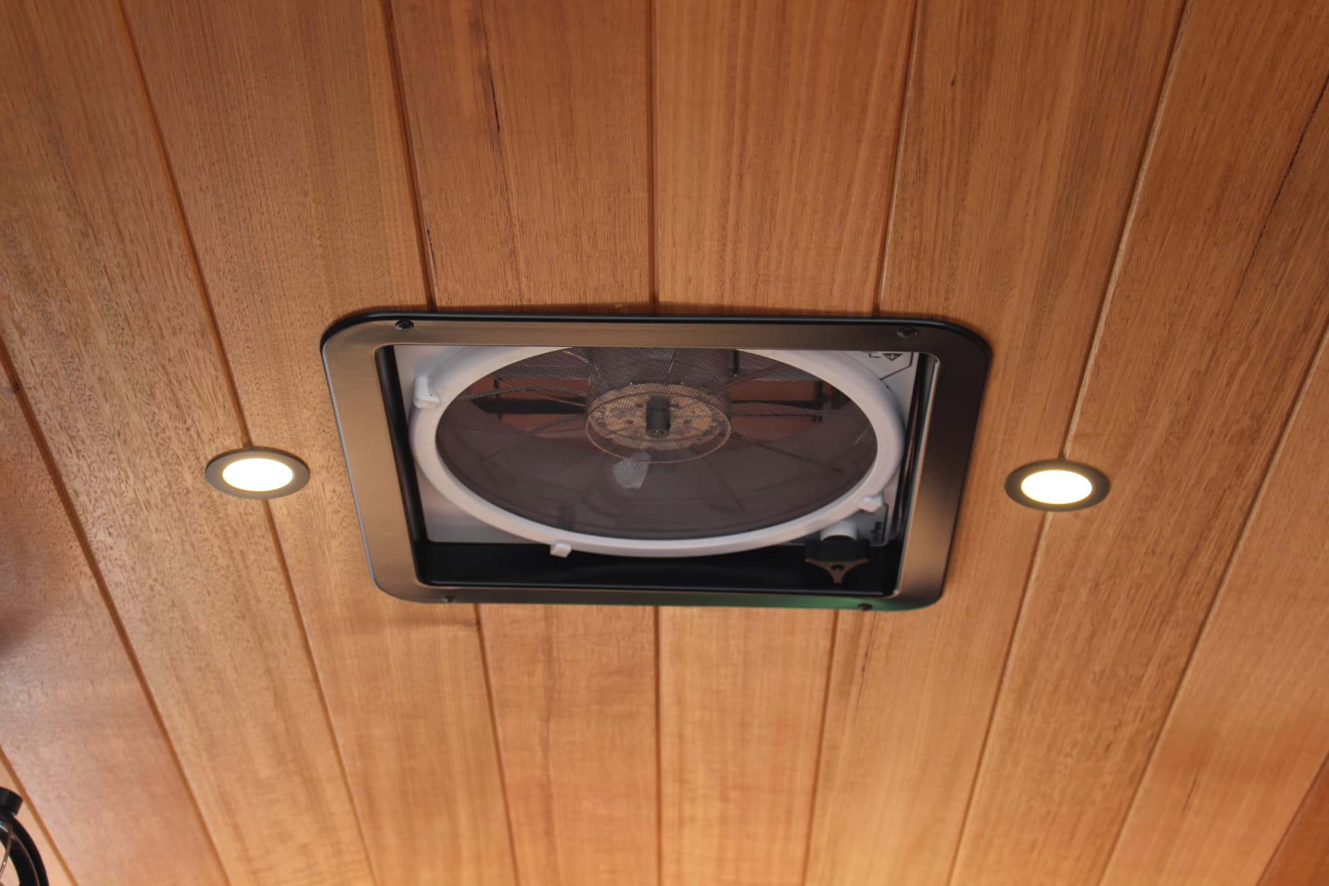 Hiace 200 Series Weekender — Roof hatch and ceiling downlights