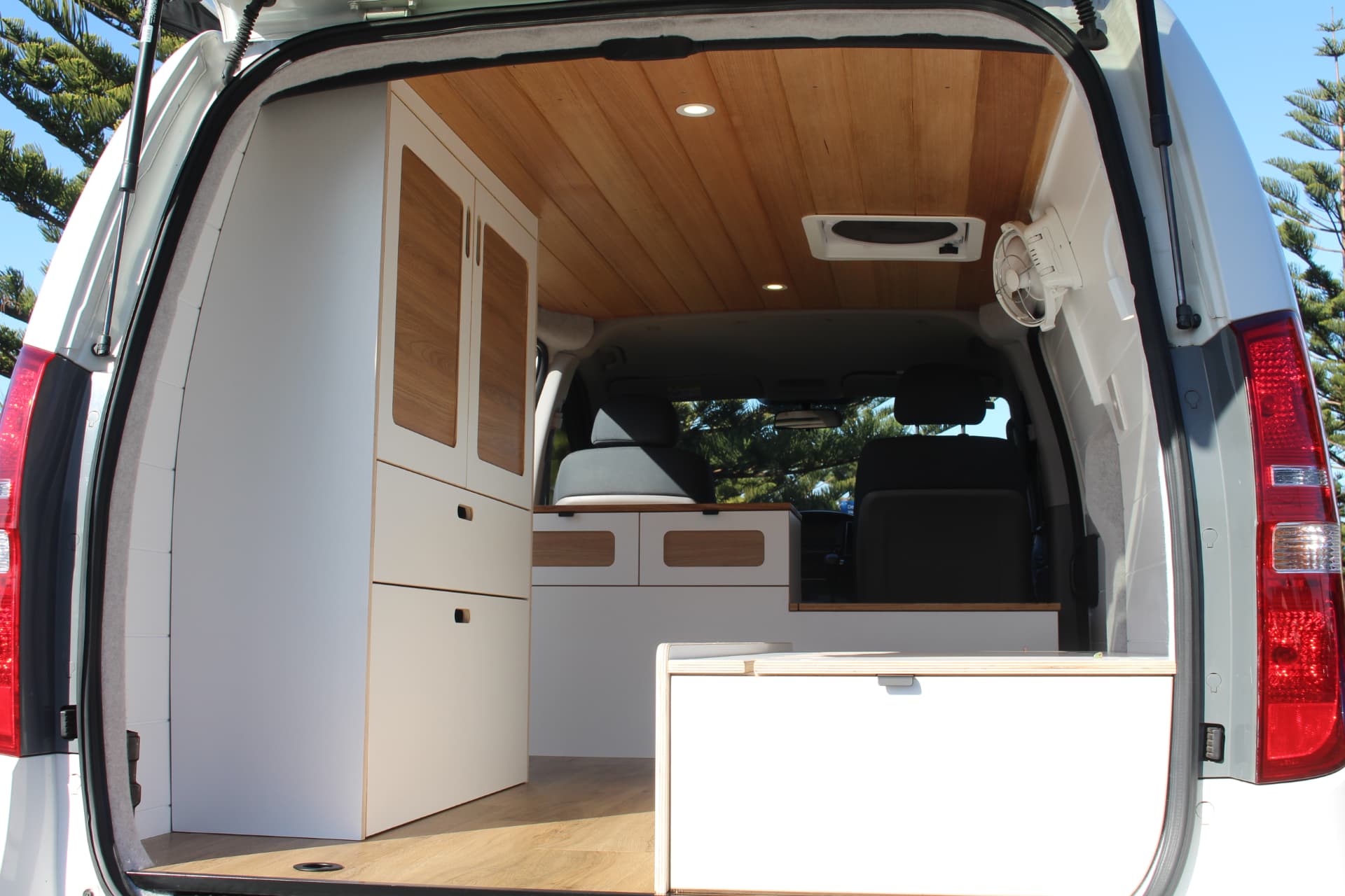 iLoad Camper — Rear open with the bed folded away