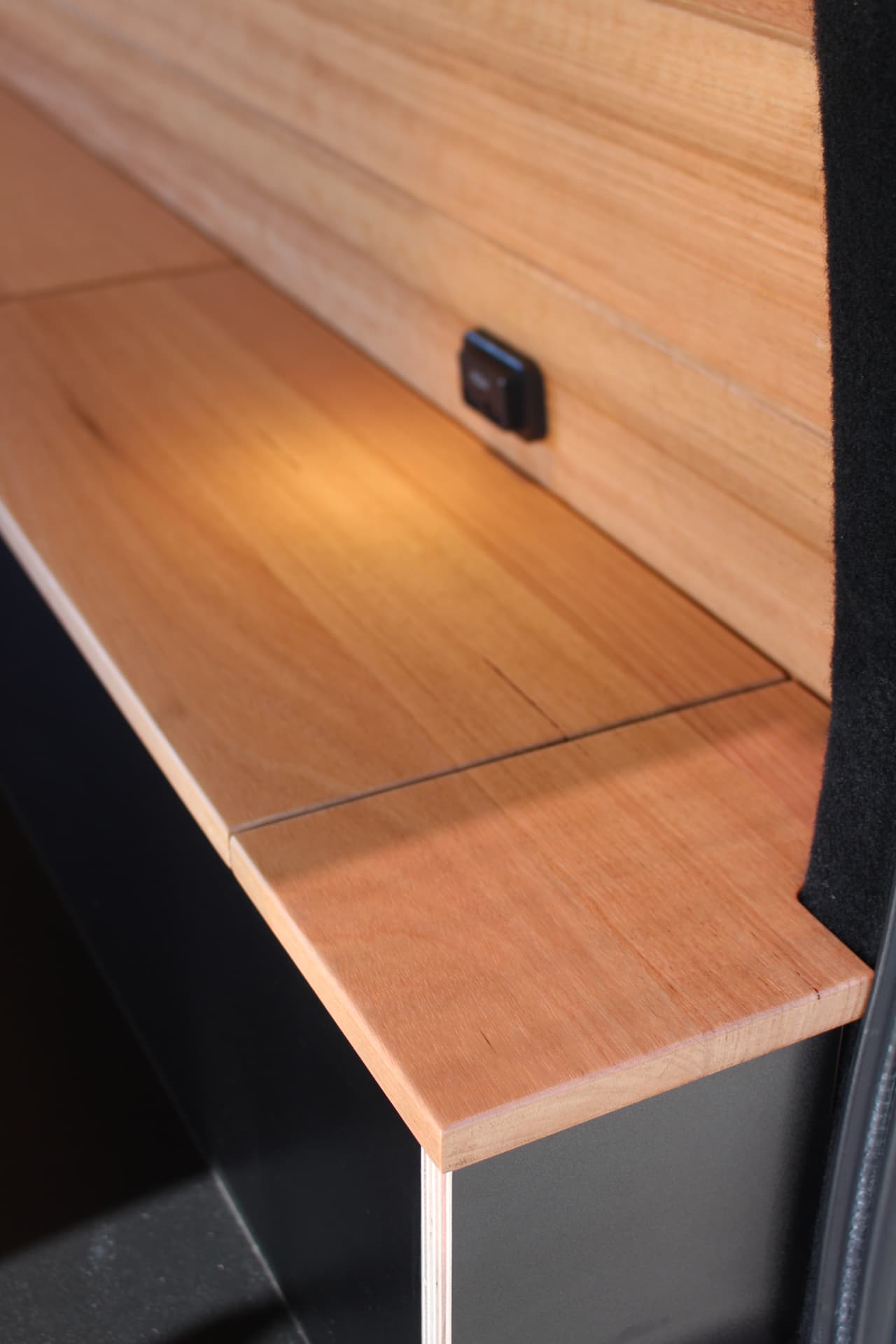 Hiace 200 Series Weekender — Shelf edge detail with USB point