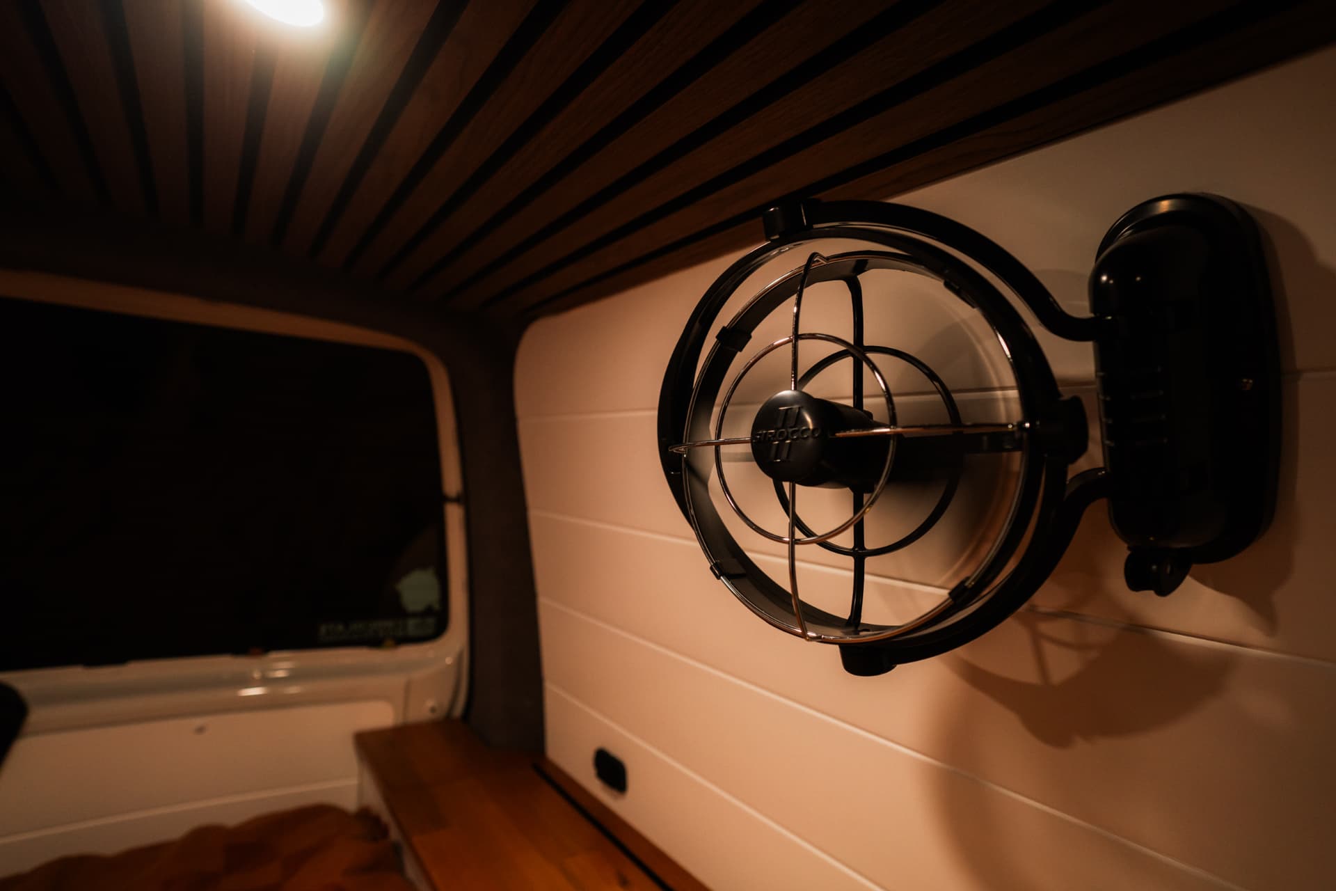 VW Transporter — Fan and light detail at night