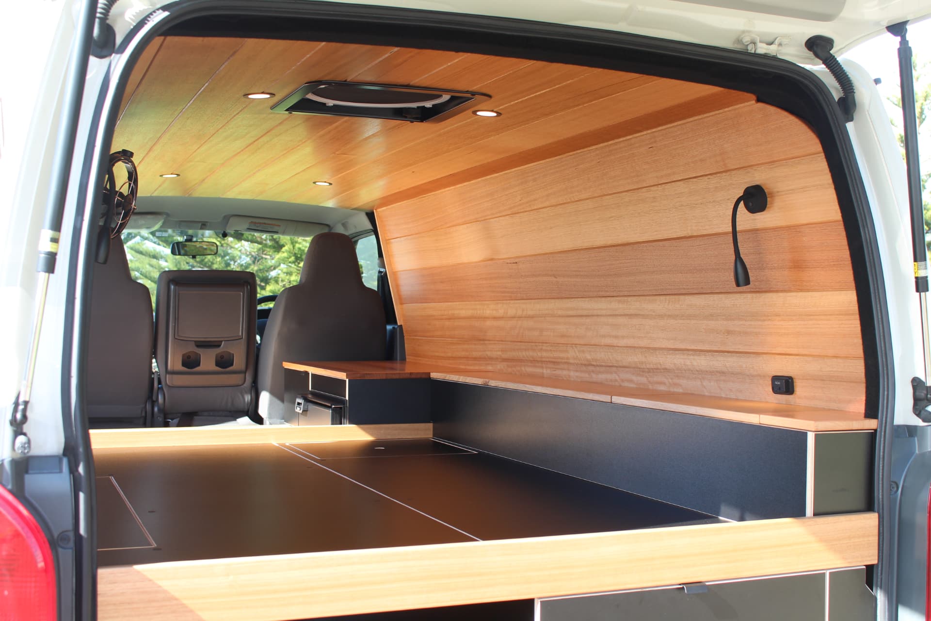 Hiace 200 Series Weekender — Benchtop overhang and floor recess